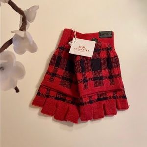 COACH black and red gloves